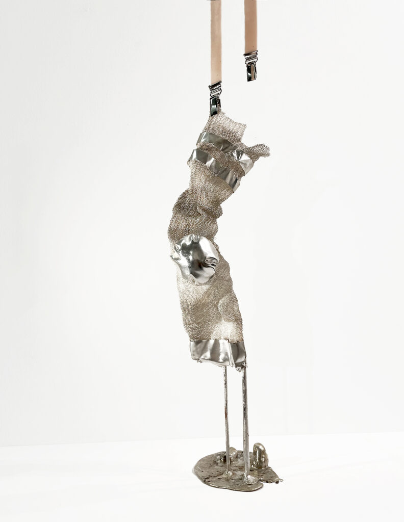 "strumpan" silver och textil. Judit Frits